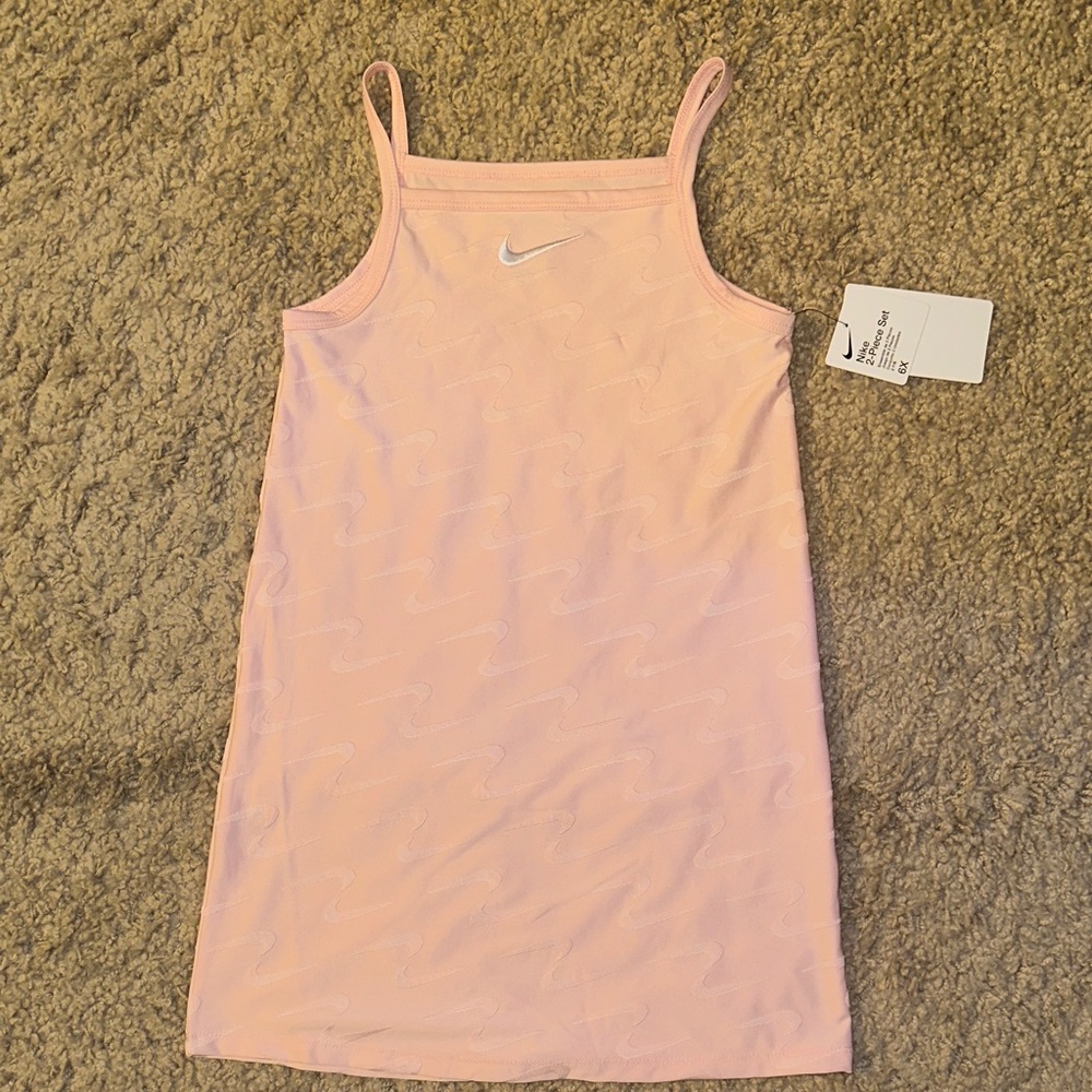 NWT Nike Swoosh Motion Echo Pink with White Swoosh Sleeveless Dress (6X) - Picture 3 of 6